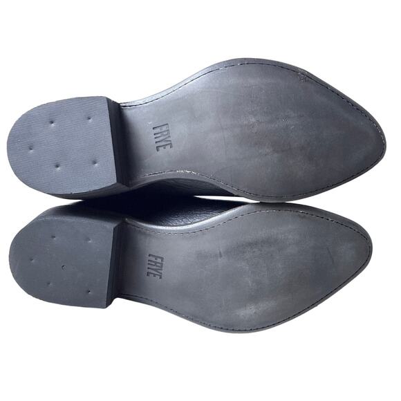 Frye Billy Short Cowboy Boots 7" Shaft Womens 8.5 Black Pebbled Leather Pull On - Picture 9 of 10